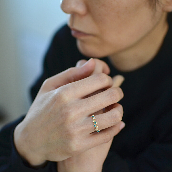 umu -アム- FINE JEWELRY STUIDIOネオンブルーアパタイト ダイヤモンド リング 「stellato」cr0004_i2.jpg