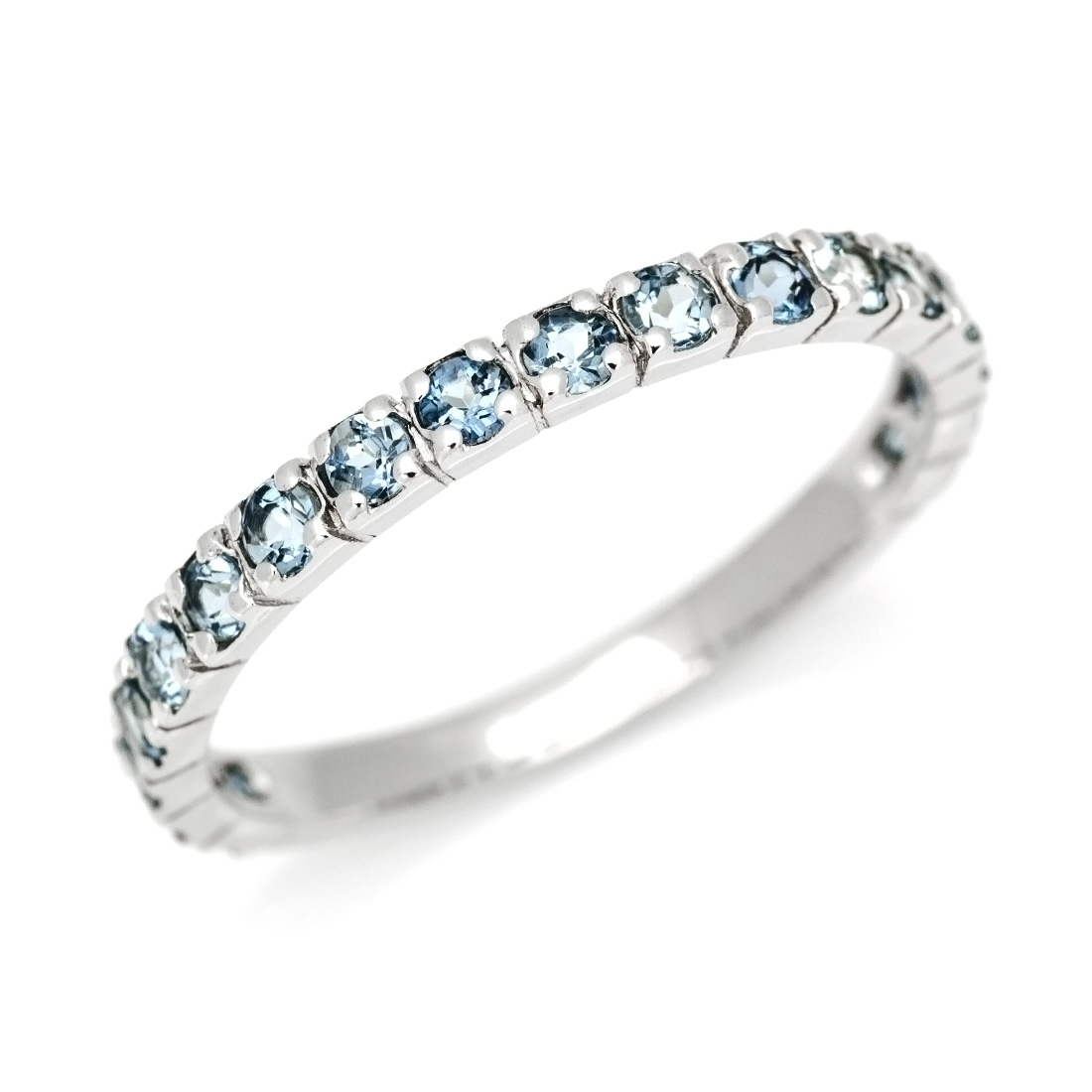 天然サンタマリアアクアマリン ダイヤモンド エタニティ 計0.58ct K18 サンタマリア」リング K18 天然サンタマリアアクアマリン