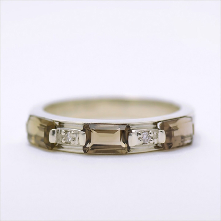 K10 スモーキークォーツ ダイヤモンド リング 「lucente」[商品番号