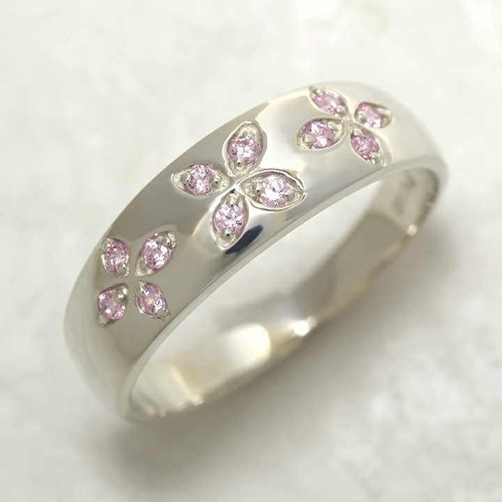 umu -アム- FINE JEWELRY STUIDIOK10 ピンクキュービックジルコニア フラワーモチーフ リングkk0113_kanban2.jpg