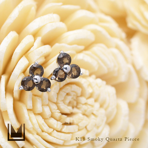 umu -アム- FINE JEWELRY STUIDIOスモーキークォーツ フラワーモチーフ スタッドピアスkk0140_1.jpg