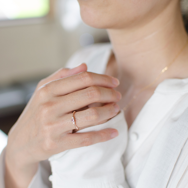 umu -アム- FINE JEWELRY STUIDIOピンククォーツ ダイヤモンド ハート リング 「finezza」kk0320_i2.jpg