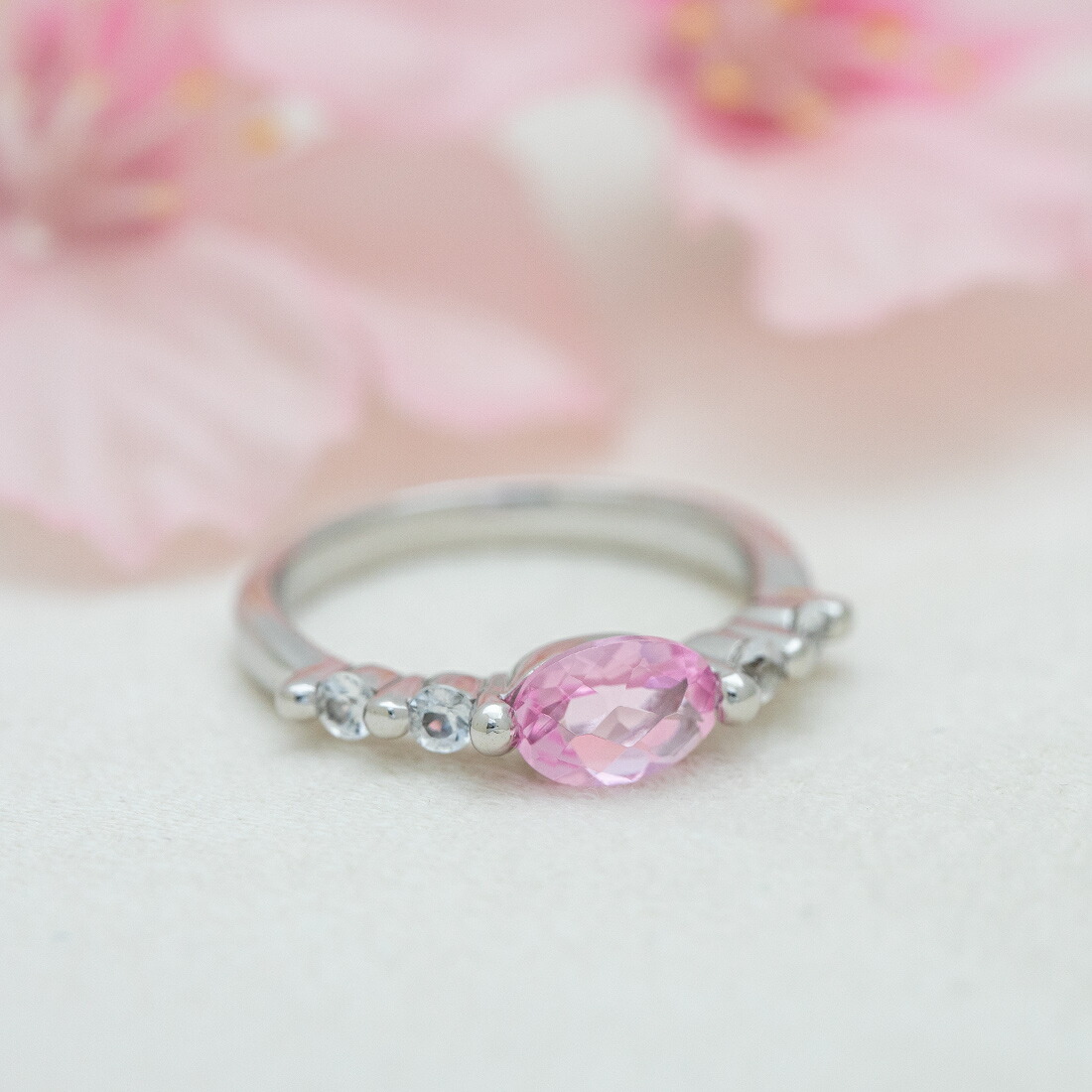 umu -アム- FINE JEWELRY STUIDIOピンククォーツ ホワイトサファイア リングsv0267_1.jpg