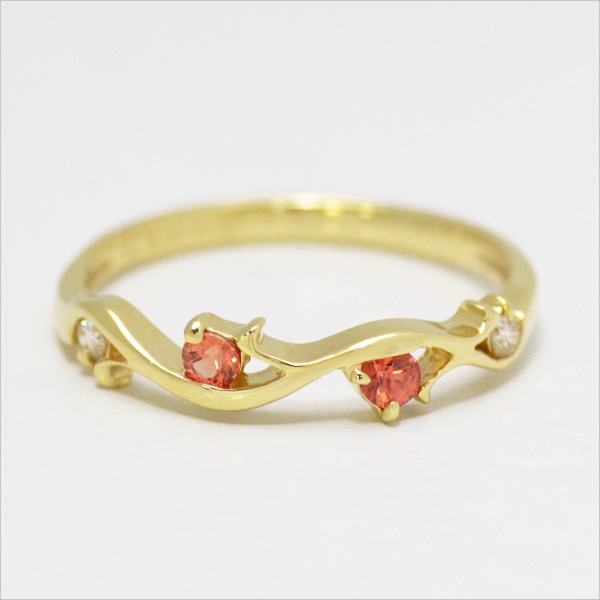 umu -アム- FINE JEWELRY STUIDIOK10 オレンジサファイア ダイヤモンド リングkk0369_m.jpg