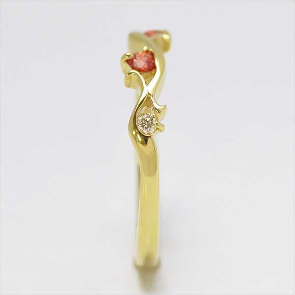 umu -アム- FINE JEWELRY STUIDIOK10 オレンジサファイア ダイヤモンド リングkk0369_y.jpg