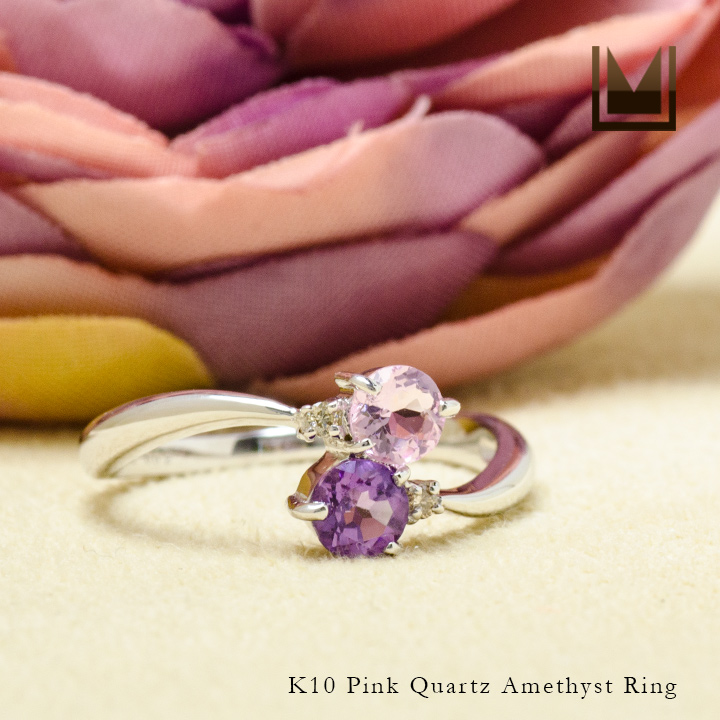 umu -アム- FINE JEWELRY STUIDIOピンククォーツ アメシスト ダイヤモンド リングkk0445_1.jpg