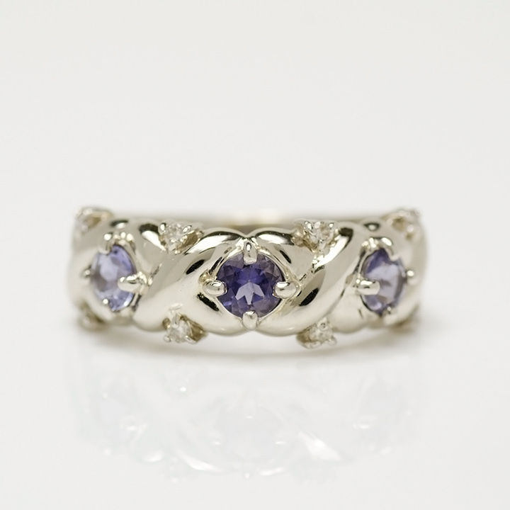 umu -アム- FINE JEWELRY STUIDIOアイオライト ダイヤモンド フラワーモチーフ リングkk0619_m.jpg