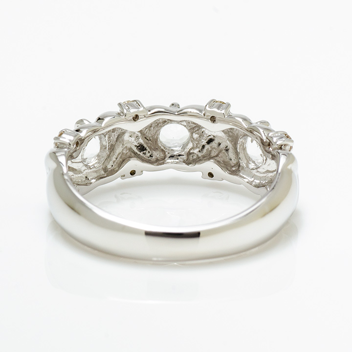 K10 ホワイトトパーズ ダイヤモンド フラワーモチーフ リング[商品番号