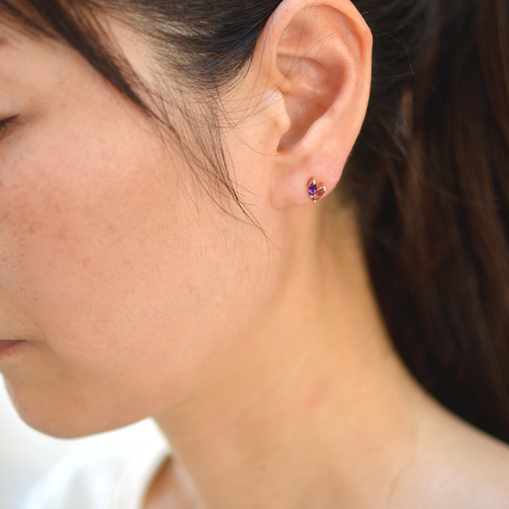 umu -アム- FINE JEWELRY STUIDIOK18 マーキス ピンクトルマリン アメシスト ピアスkk0629_i3.jpg