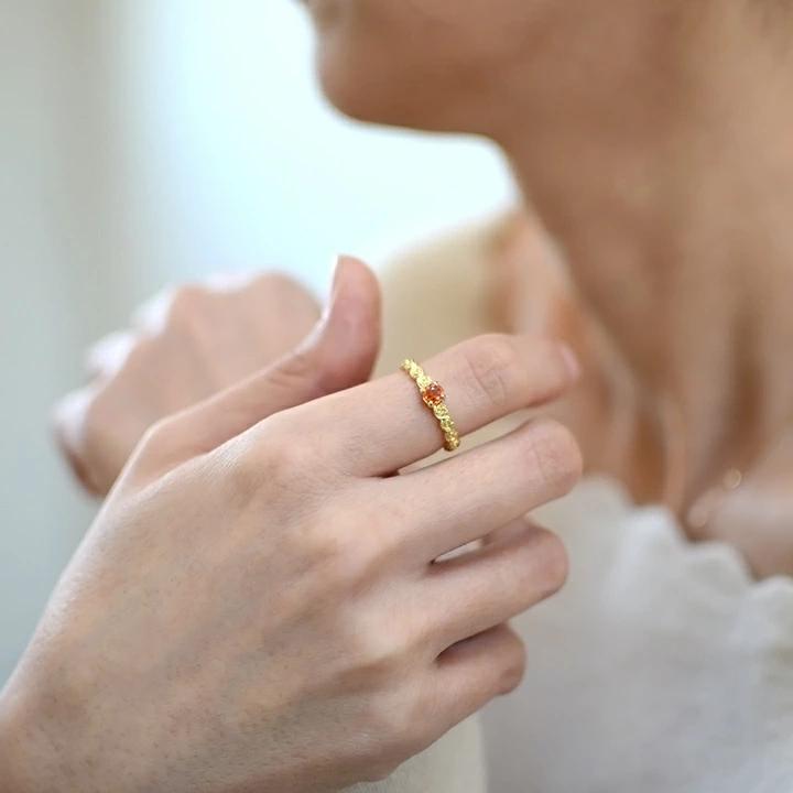 umu -アム- FINE JEWELRY STUIDIOK18 オレンジサファイア バラモチーフ リング 「rosa」kk0734_i2.jpg