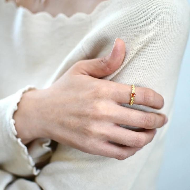 umu -アム- FINE JEWELRY STUIDIOK18 オレンジサファイア バラモチーフ リング 「rosa」kk0734_i3.jpg