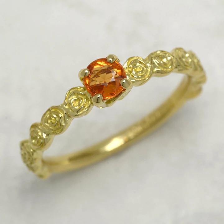umu -アム- FINE JEWELRY STUIDIOK18 オレンジサファイア バラモチーフ リング 「rosa」kk0734_kanban2.jpg