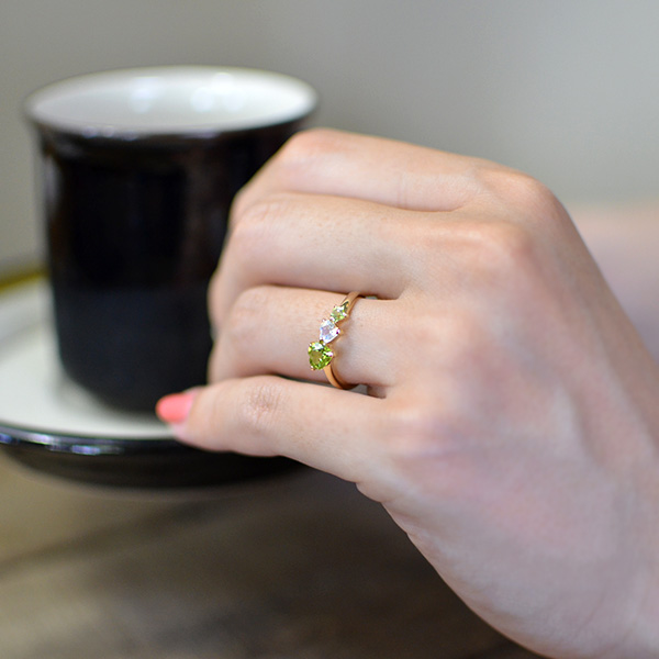 umu -アム- FINE JEWELRY STUIDIOK10 ペリドット ブルームーンストーン ハート リングkk0987_i2.jpg