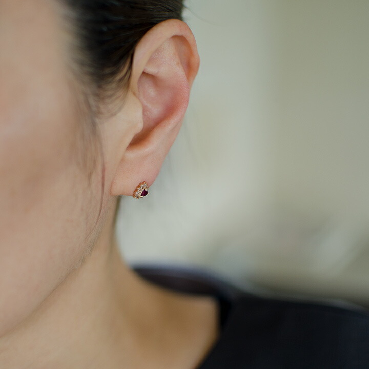 umu -アム- FINE JEWELRY STUIDIOロードライトガーネット ダイヤモンド ハート ピアスpi0013_i2.jpg