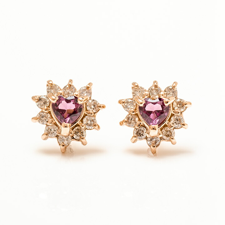 umu -アム- FINE JEWELRY STUIDIOロードライトガーネット ダイヤモンド ハート ピアスpi0013_m.jpg