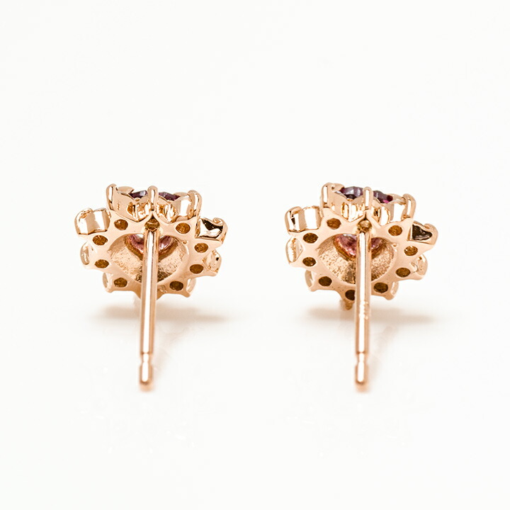 umu -アム- FINE JEWELRY STUIDIOロードライトガーネット ダイヤモンド ハート ピアスpi0013_u.jpg