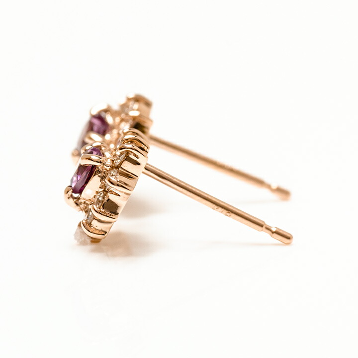 umu -アム- FINE JEWELRY STUIDIOロードライトガーネット ダイヤモンド ハート ピアスpi0013_y.jpg