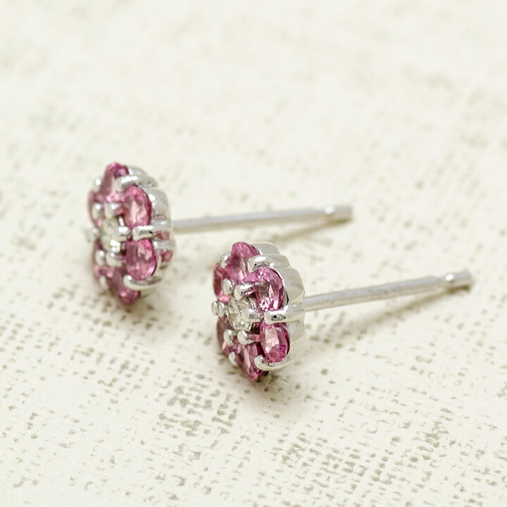 umu -アム- FINE JEWELRY STUIDIOピンクトルマリン ダイヤモンド フラワーモチーフ スタッドピアスimgrc0081196252.jpg