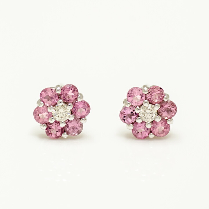 umu -アム- FINE JEWELRY STUIDIOピンクトルマリン ダイヤモンド フラワーモチーフ スタッドピアスimgrc0081196253.jpg