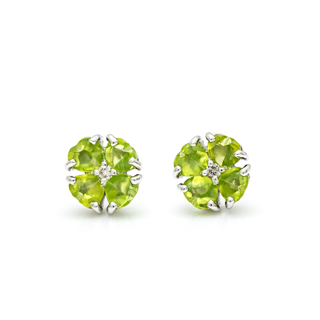 umu -アム- FINE JEWELRY STUIDIOペリドット クローバーモチーフ スタッドピアスpi0046_m.jpg