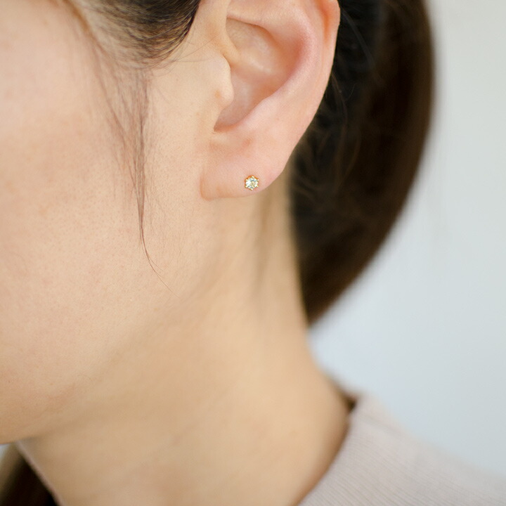 umu -アム- FINE JEWELRY STUIDIOミルククラウン アクアマリン スタッドピアス 「bstondo」pi0058_i3.jpg