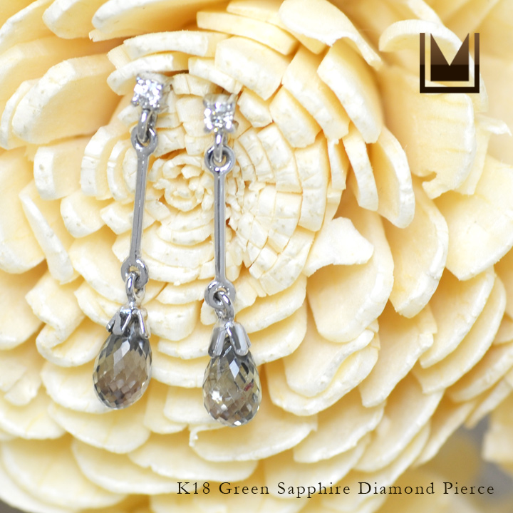 umu -アム- FINE JEWELRY STUIDIOK18 ブリオレット グリーンサファイア ピアス 「frutto」pi0133_1.jpg