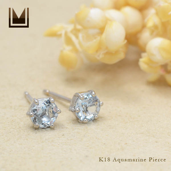 umu -アム- FINE JEWELRY STUIDIOK18 アクアマリン スタッドピアス 「involtare」pi0147_1.jpg