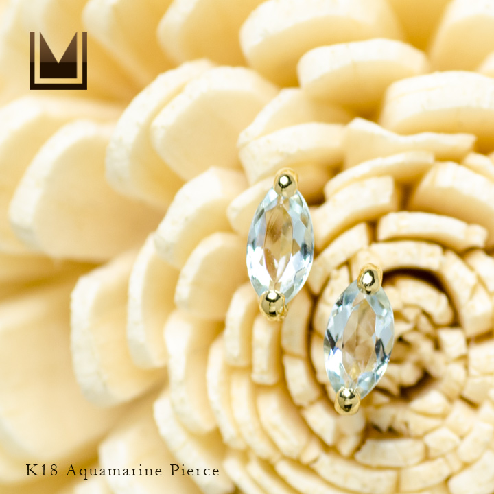 umu -アム- FINE JEWELRY STUIDIOK18 マーキス アクアマリン スタッドピアス 「saetta」pi0162_1.jpg