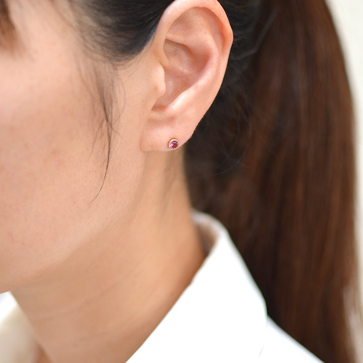 umu -アム- FINE JEWELRY STUIDIOK18 ピンクトルマリン スタッドピアス 「epica」pi0194_i3.jpg