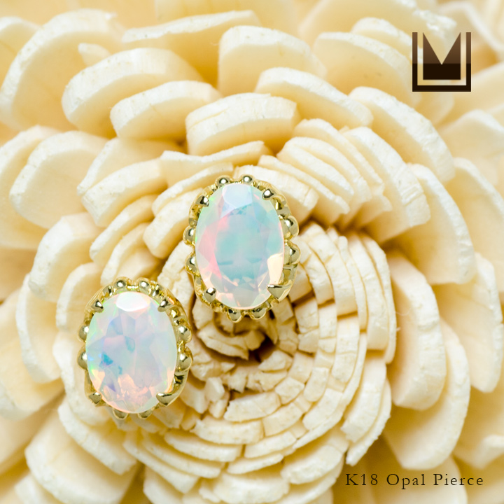 umu -アム- FINE JEWELRY STUIDIOK18 ライトオパール スタッドピアス 「fresco」pi0200_1.jpg