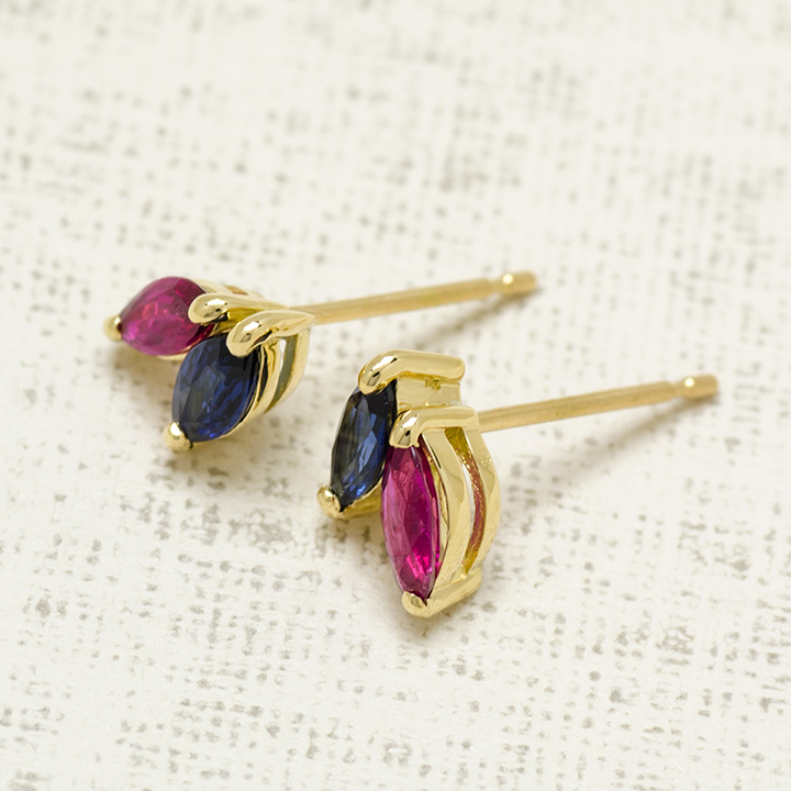 umu -アム- FINE JEWELRY STUIDIOK18 マーキス ブルーサファイア ルビー スタッドピアスpi0203_kanban2.jpg