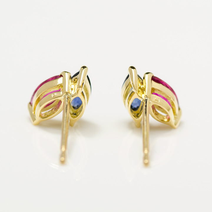 umu -アム- FINE JEWELRY STUIDIOK18 マーキス ブルーサファイア ルビー スタッドピアスpi0203_u.jpg
