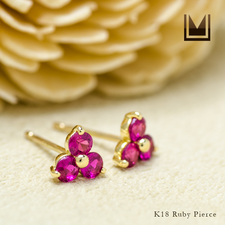 umu -アム- FINE JEWELRY STUIDIOK18 ルビー フラワーモチーフ スタッドピアスpi0208_1.jpg