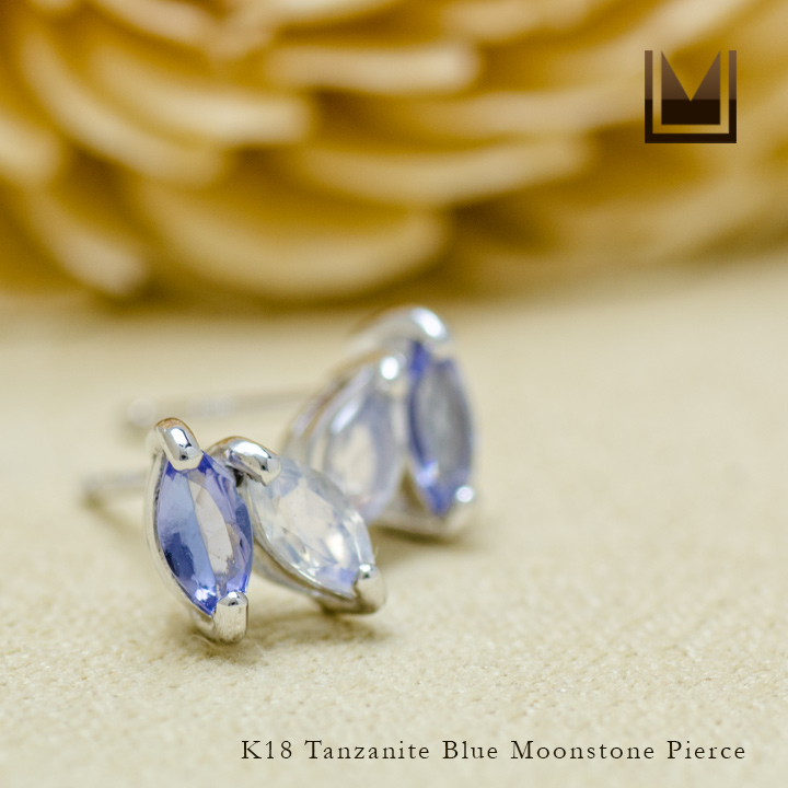 umu -アム- FINE JEWELRY STUIDIOK18 マーキス タンザナイト ブルームーンストーン スタッドピアスpi0216_1.jpg