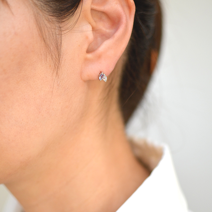 umu -アム- FINE JEWELRY STUIDIOK18 マーキス タンザナイト ブルームーンストーン スタッドピアスpi0216_i3.jpg