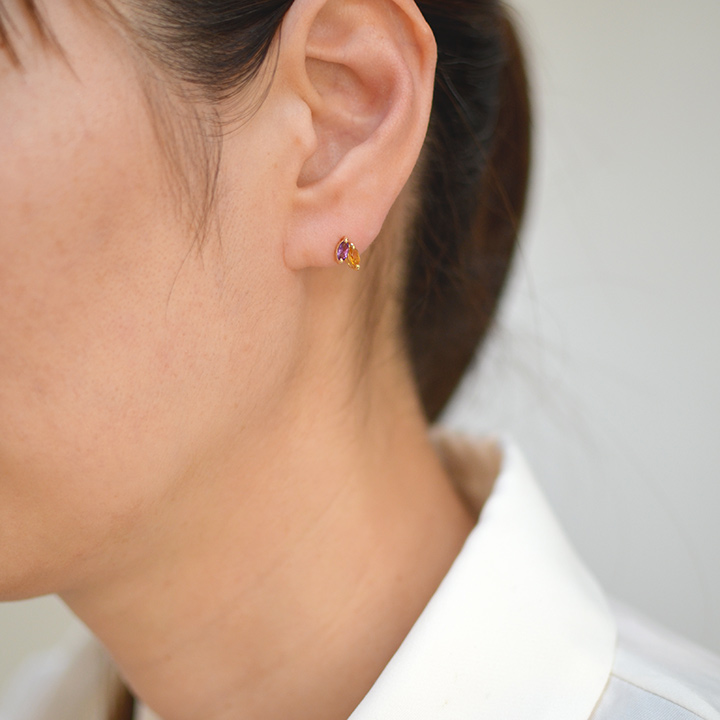 umu -アム- FINE JEWELRY STUIDIOK18 マーキス アメシスト シトリン スタッドピアスpi0217_i3.jpg