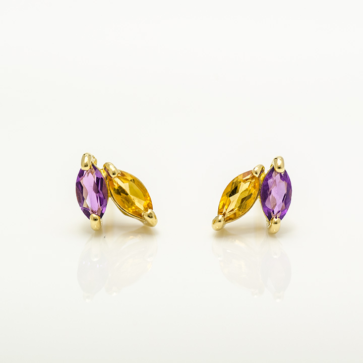 umu -アム- FINE JEWELRY STUIDIOK18 マーキス アメシスト シトリン スタッドピアスpi0217_m.jpg