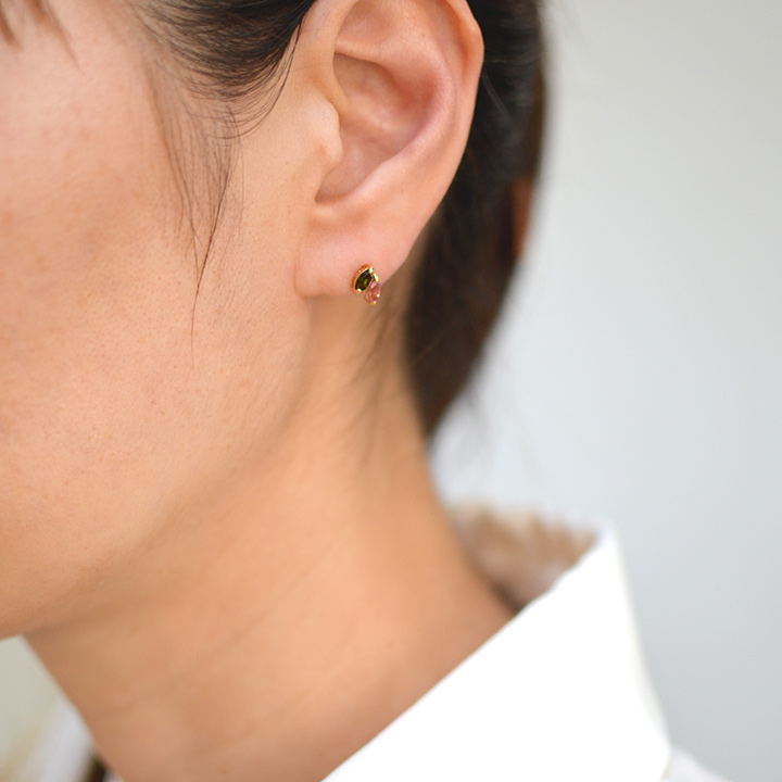 umu -アム- FINE JEWELRY STUIDIOK18 マーキス グリーントルマリン ピンクトルマリン スタッドピアスpi0218_i3.jpg