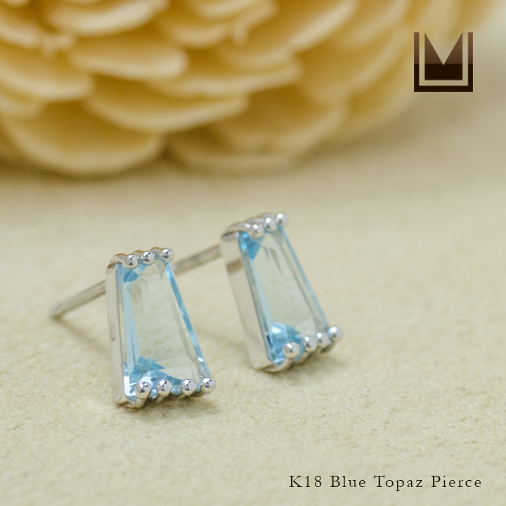 umu -アム- FINE JEWELRY STUIDIOK18 テーパーバゲットブルートパーズ スタッドピアスpi0223_1.jpg