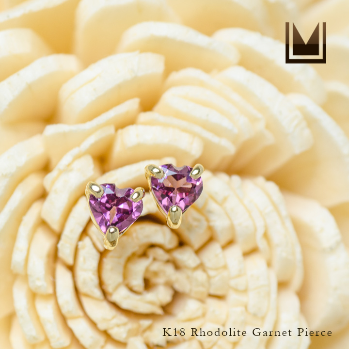umu -アム- FINE JEWELRY STUIDIOK18 ロードライトガーネット ハート スタッドピアスpi0228_1.jpg