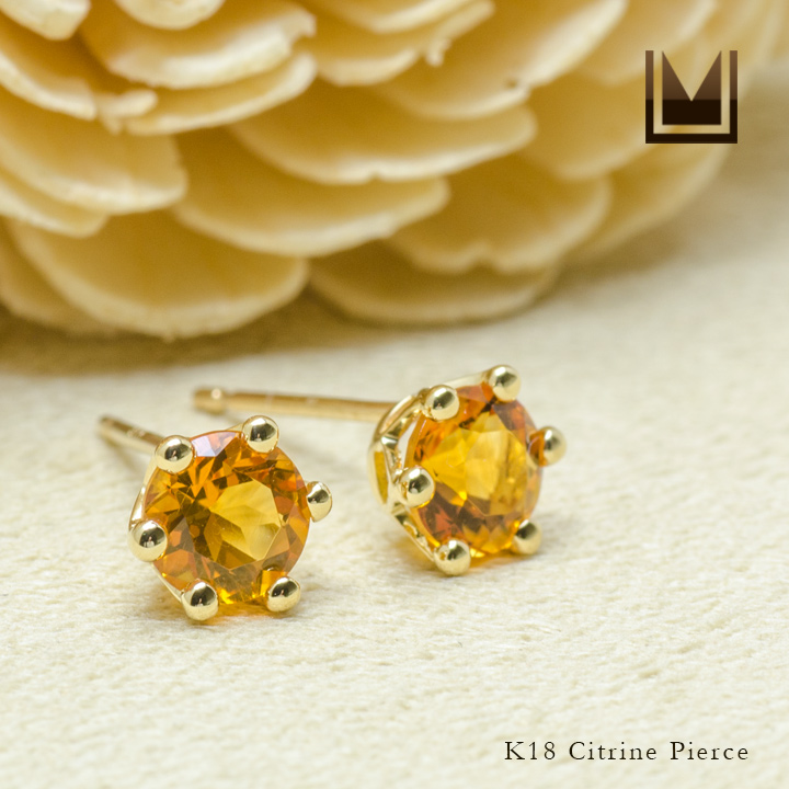 umu -アム- FINE JEWELRY STUIDIOK18 シトリン スタッドピアス 「reginetta」pi0232_1.jpg