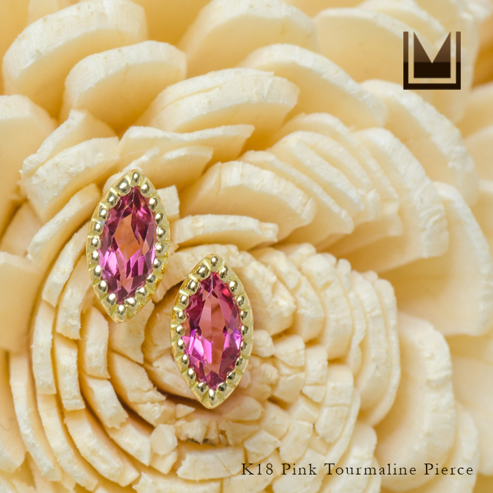 umu -アム- FINE JEWELRY STUIDIOK18 マーキス ピンクトルマリン スタッドピアスpi0233_1.jpg