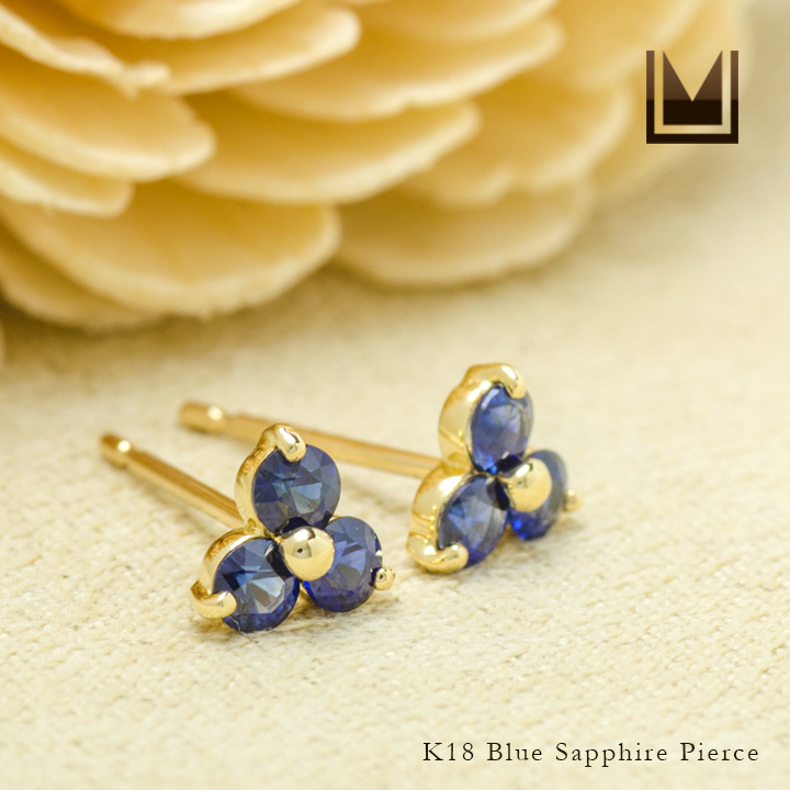 umu -アム- FINE JEWELRY STUIDIOK18 ブルーサファイア フラワーモチーフ スタッドピアスpi0236_1.jpg