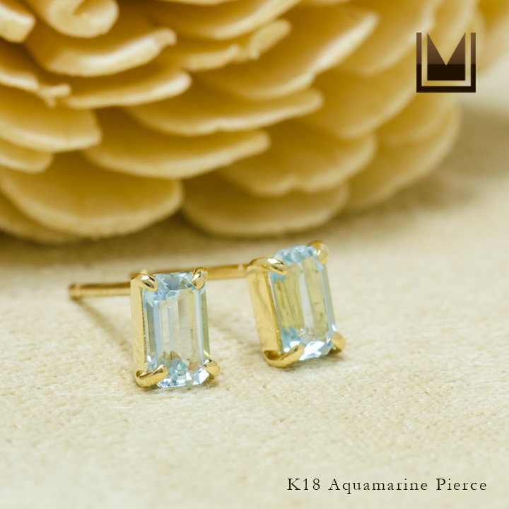 umu -アム- FINE JEWELRY STUIDIOK18 アクアマリン スタッドピアス 「formella」pi0240_1.jpg