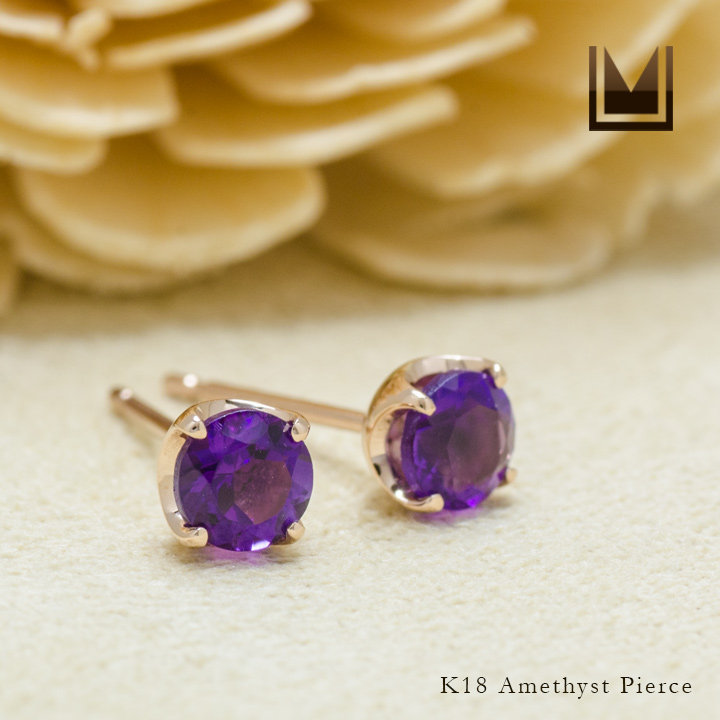 umu -アム- FINE JEWELRY STUIDIOK18 アメシスト スタッドピアス 「attore」pi0243_1.jpg