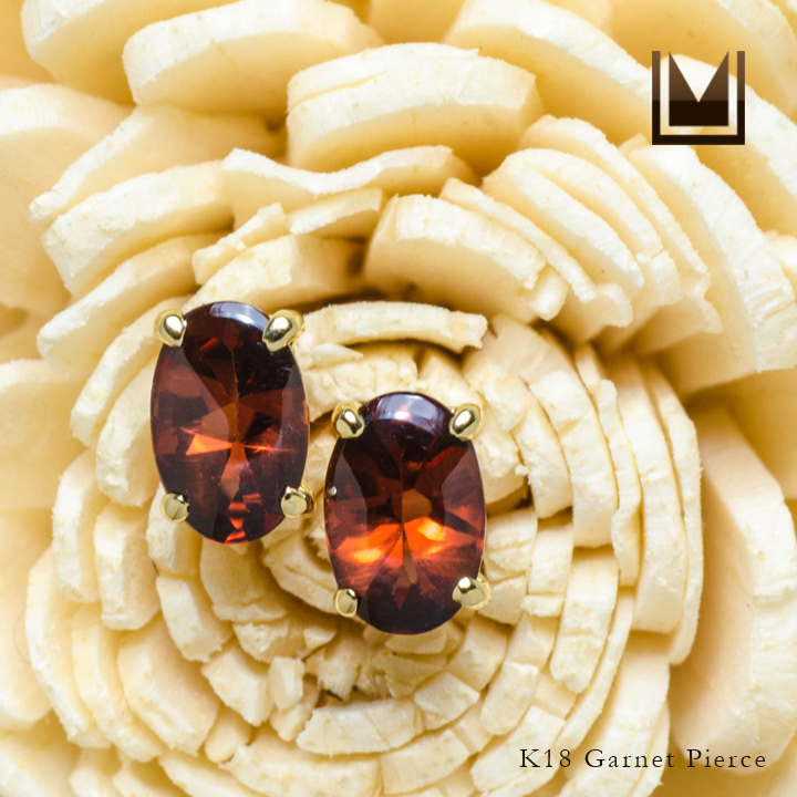 umu -アム- FINE JEWELRY STUIDIOK18 ガーネット スタッドピアス 「leale」pi0245_1.jpg