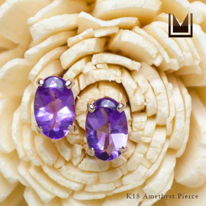 umu -アム- FINE JEWELRY STUIDIOK18 アメシスト スタッドピアス 「leale」pi0246_1.jpg