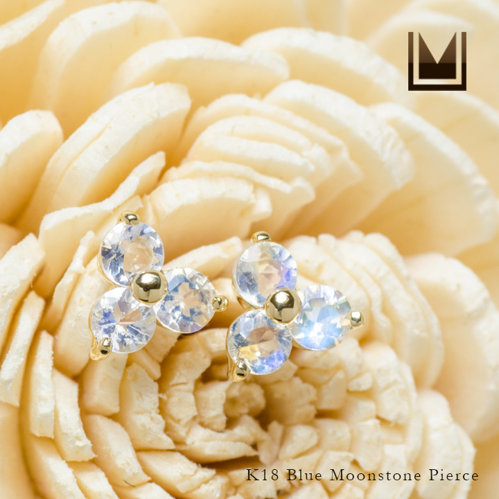 umu -アム- FINE JEWELRY STUIDIOK18 ブルームーンストーン フラワーモチーフ スタッドピアスpi0248_1.jpg