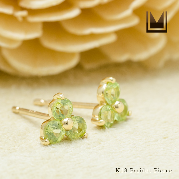 umu -アム- FINE JEWELRY STUIDIOK18 ペリドット フラワーモチーフ スタッドピアスpi0249_1.jpg