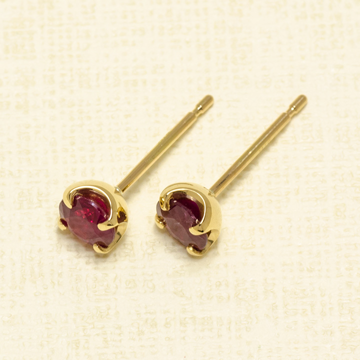 ルビースタッドピアス 3mm 天然 ルビー 一粒 スタッドピアス 2P 両耳用 シルバー925